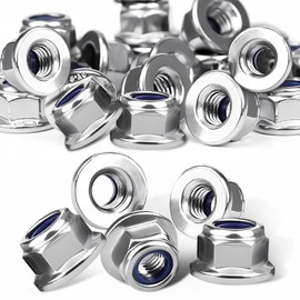 40pcs M6 Nylock Nuts, 6mm Locking Nuts, Stainless Steel Locking Nuts, Self Locking Nuts, Nylon Insert Lock Nuts, 304 Stainless Steel Hex Nuts