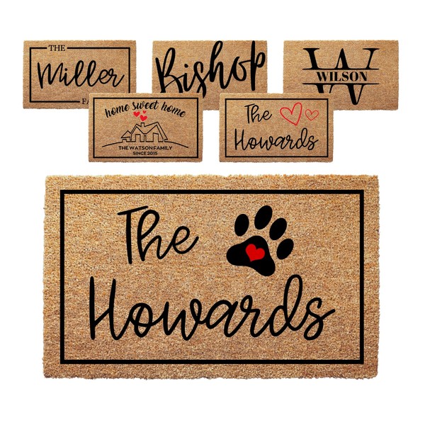 clicked craft Personalized Letter Monogram Welcome Doormat - Custom Last