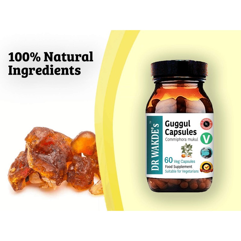 DR WAKDE'S Guggul Capsules (Mukul Myrrh, Commiphora Mukul, 60 Veg