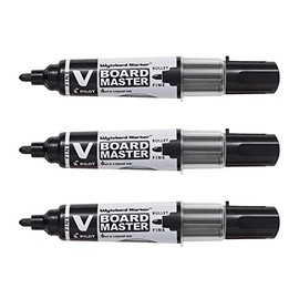 Pilot Vboard Master 3 Bullet Tip Dry Wipe Marker – Fine Tip – Black