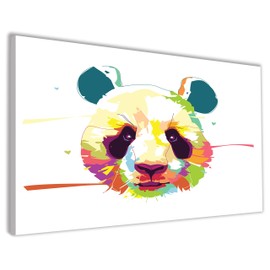 Hippowarehouse Colourful Panda Printed Canvas 41cmx61cm Wall Art Design Classroom Gym Room Home Office Décor