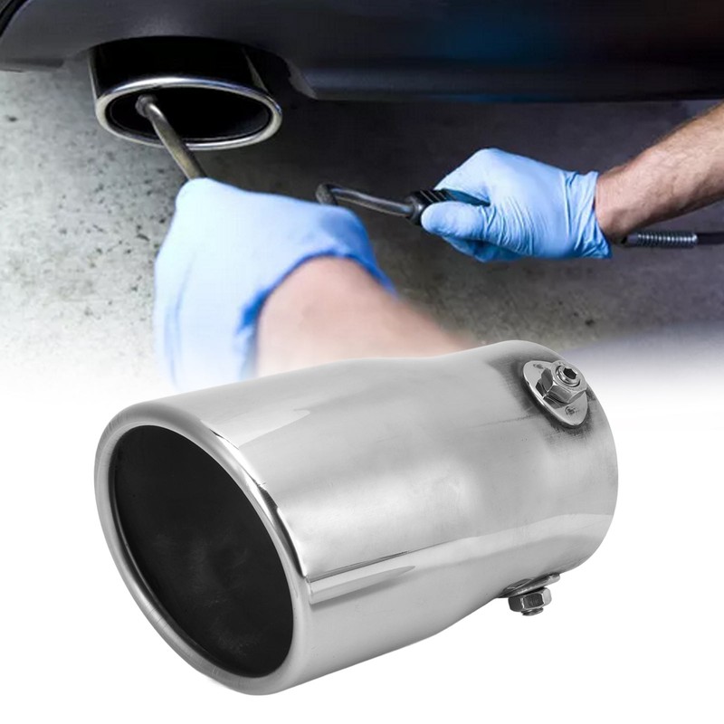 Silver Universal Exhaust Muffler Stainless Steel Exhaust Tip 76mm/2.99in Inlet