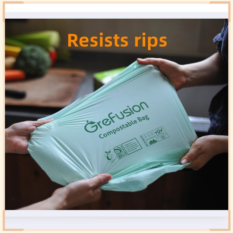 Compostable Trash Bags with handle-tie,Garbage Bags, 2.6 Gallon,Food Waste Bags,Small