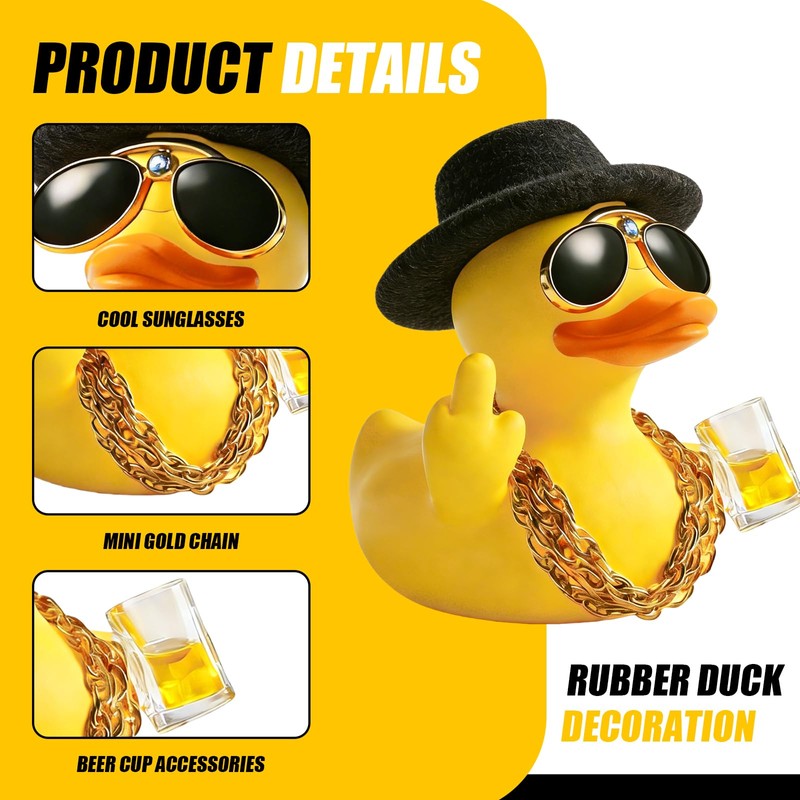 VAGCARS Funny Cowboy Rubber Duck Car Ornaments with Hat &