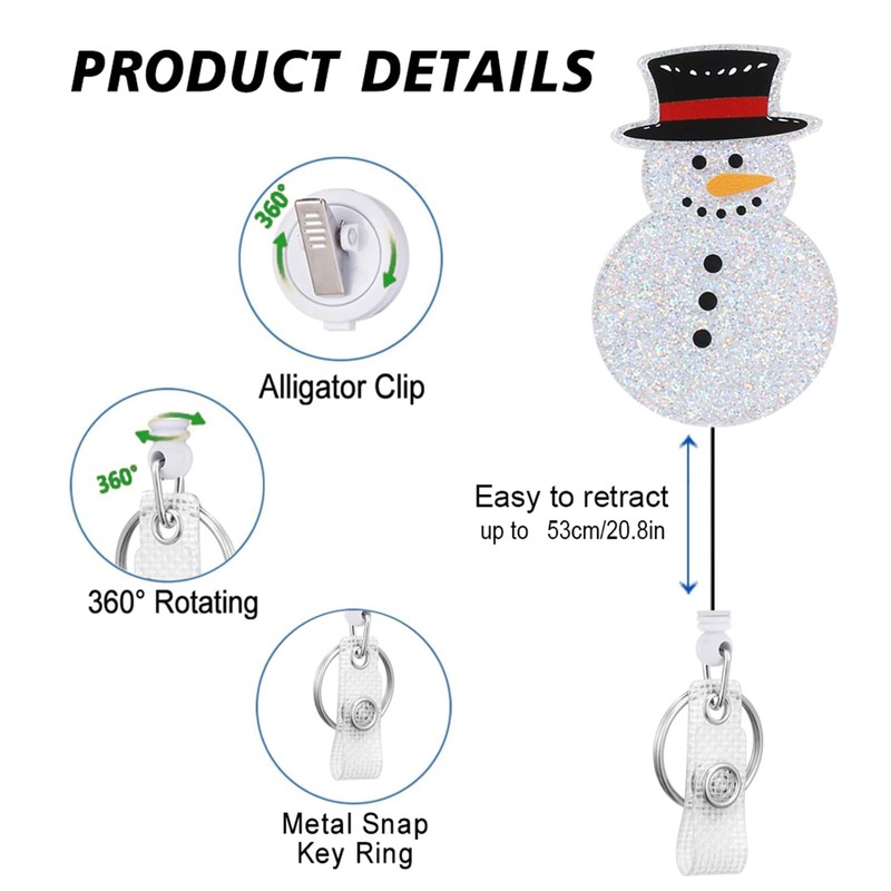 3 Pack Christmas Badge Reel Retractable, Nurse ID Name Card