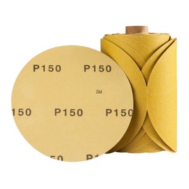 Shawya 100 PCS 6 Inch 150 Grit PSA Sandpaper Roll Round Sanding Discs Aluminum Oxide DA Sandpaper Discs with Adhesive Back Self Stick Sand Paper