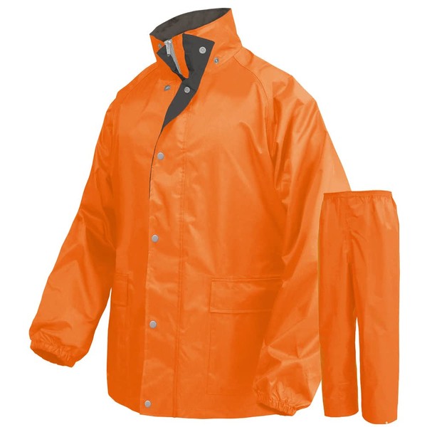 Koshin Rubber Rain Suit, Top and Bottom Set, Orange, Suitable