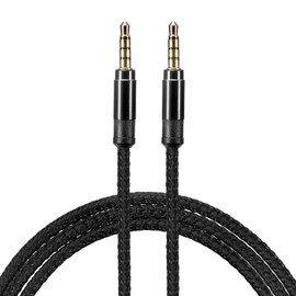 MECCANIXITY 2 Pack Aux Cable 3.5mm Male to Male Nylon Braided 5Ft 4 Pole Hi-Fi Stereo Sound Auxiliary Cord Black for Earphones, Smart Phones, Home/Car Stereos, Speakers, Computers