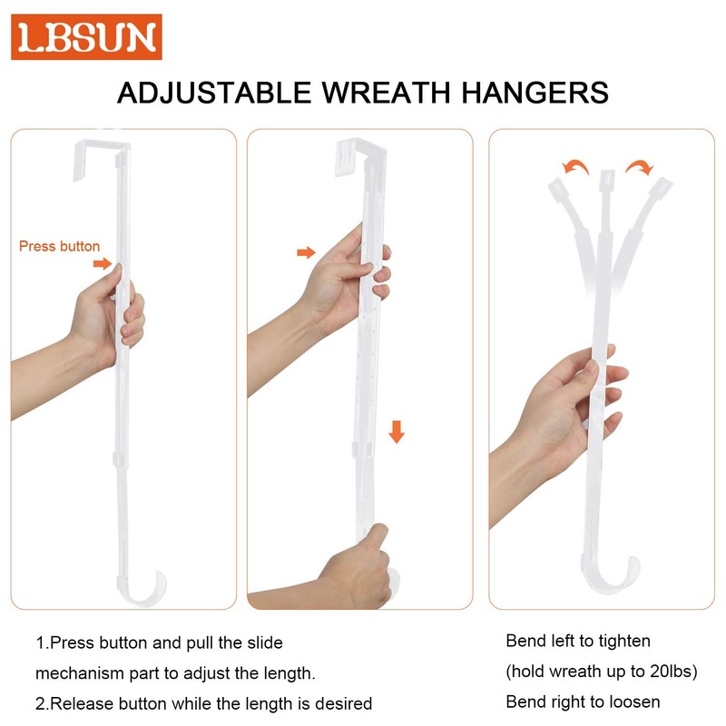 LBSUN Wreath Hanger, Adjustable Over The Door Wreath Hanger from