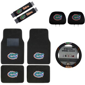MULTI_B Florida Gators Floor Mat, Headrest Wheel Cover and Shoulder Pads Gift Set