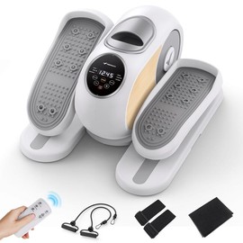 MERACH Under Desk Elliptical Machine for Home,Ellipse Leg Exerciser for Seniors with 12 Adjustable Speed Quiet & Portable Seated Pedal Exerciser with Remote Control & Non-Slip Pad - Color: White