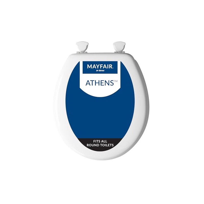 Mayfair Athens Toilet Seat, Easy Clean Hinges and Durable Wood
