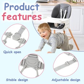 2 Pack Replacement High Chair Straps, Nylon 5 Point Harness Straps Belt, Adjustable Baby Harness for High Chair, Car Seats, Strollers, Kid Pushchair