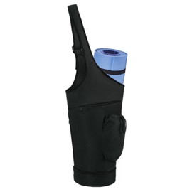 Yoga Mat Carrier Bag - Comfortable Black Nylon Mat Yoga Carrier | Storage Pouch, Large Capacity Mat Bag with Zipper and Adjustable Shoulder Strap for Gym Yoga Class Short Trip