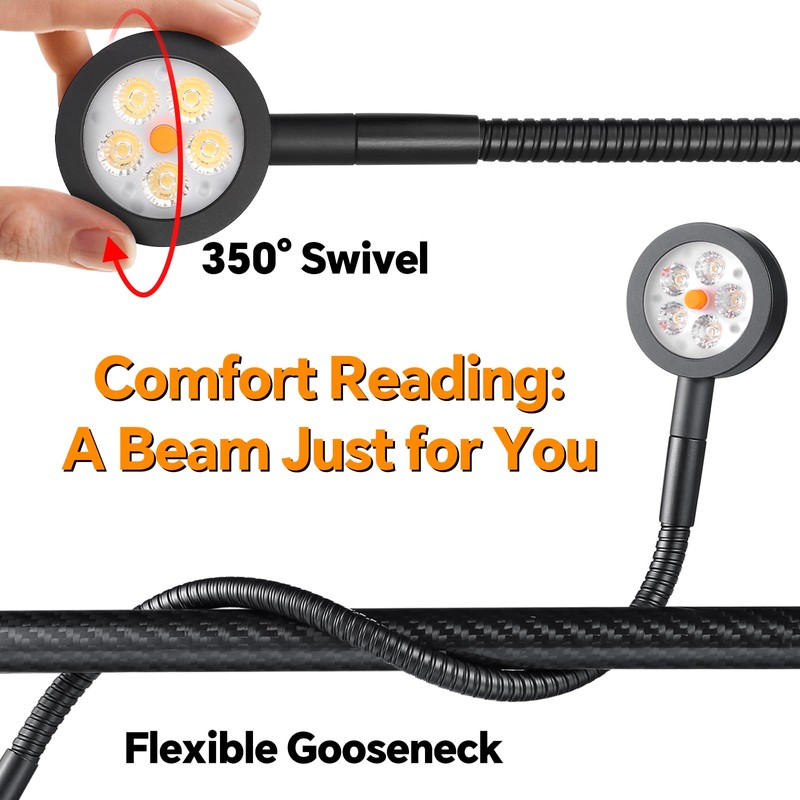 Obeaming Campervan LED Reading Light 12V Flexible Spot Inbuilt Dimmer