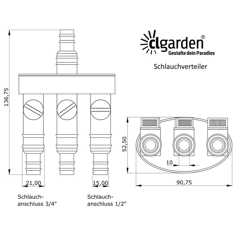 CLGarden Schlauch Verteiler für Springbrunnen Schlauchverteiler Wasser Wasserverteiler