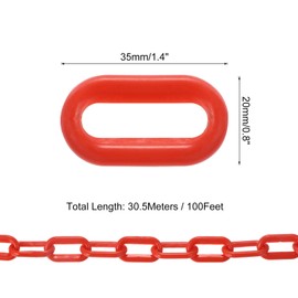 PATIKIL 100ft Plastic Barrier Chain, Safety Barrier Chain Plastic Chain Links Crowd Control Barrier for Fence Gate Garden Construction Driveway Elevator Parking Lot, Red