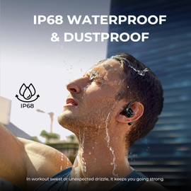 JOYWISE True Wireless Bone Conduction Headphones, Bluetooth 5.4 AI Music Generator Open Ear Earbuds with 30 Hrs Playtime, Ultra Lightweight, IP68 Waterproof, Design for Cycling, Running, Black