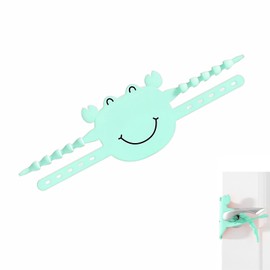 Soft Cartoon Door Silencer Lock Sleeve Buffer,Adjustable Silicone Door Latch Cover for Noise Reduction,Soft Sleepers,Pets-Fits Most Doors (Adjustable 5-Position Design, Flexible) (Green)