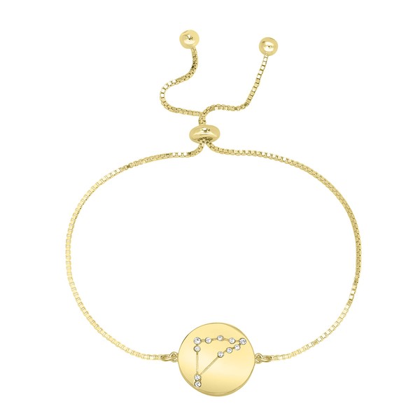 GEMISTRY 14k Gold Over Brass Capricorn Zodiac Crystal Bracelet with
