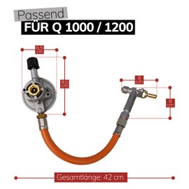 Weber hose, regulator and valve Q 100/1000 f. Gas, 50 mBar (65741).