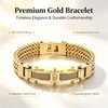 Klapgo Gold Stainless Steel Bracelet for Men with Cubic Zirconia,