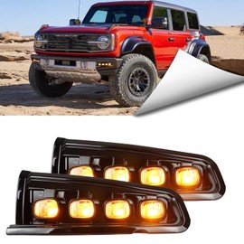 BINQIGOO LED Front Bumper Fog Light Daytime Running Lamp White/Amber Dynamic Sequential Flash Turn Signal Light DRL Compatible with Ford Bronco 2021-2023
