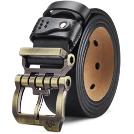 BISON DENIM Men's Belts Leather Dress Genuine Leather Classic Heavy Duty Buckle Belt Casual for Jeans…