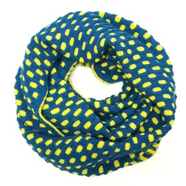 Wrapables Dottie Infinity Acrylic Knit Scarf Winter Circle Scarf, Teal/Yellow