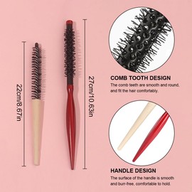 2 Stück kleine Rundbürste, Mini-Haar- und Bartbürste, Styling für dünnes Haar, Pferdeschwanz, Bart, Volumen, Locken