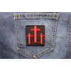 Three Crosses in Red Patch - 2.25x2.5 inch. Embroidered Iron