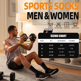 ZANZER 6 Pairs Cotton Cushioned Crew Running Socks for Men/Women - Breathable Moisture-Wicking Athletic Work Calf Socks with Arch Support for Running Sports Training Hiking Gym Tennis