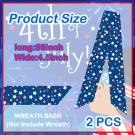 SLEILIN 2PCS Wreath Sash for Front Door Patriotic Wreath Sash for Front Door Wreath Satin Sash for Embroidery Monogram Garland Ribbon Accessories Holiday Party Yard Doorway Indoor Outdoor Wall