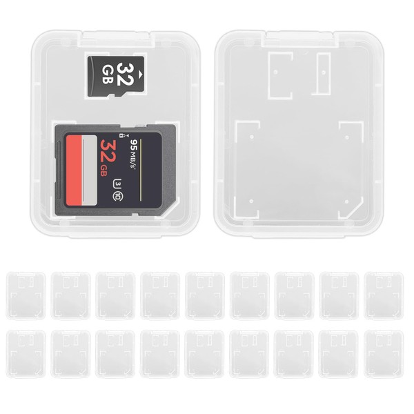 20 Pcs Clear Portable Memory Card Case, SD SDHC SDXC