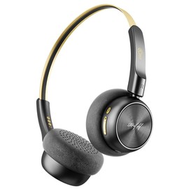 iKF R1 Wireless Retro Headphones, Vintage Design On ear Headset with Multiple Modes Bluetooth Headphone, 60H Playtime, Built-in Mic, Lightweight, Double-Device Connection for iOS/Android (Black gold)