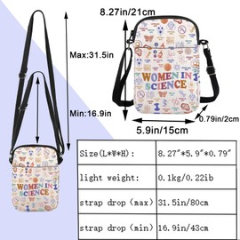 TSOTMO Women In Science Crossbody Bag Feminism Gift Lab Week Gift STEM Woman Education Messenger Bag Women Scientist Gift (Science Cross)