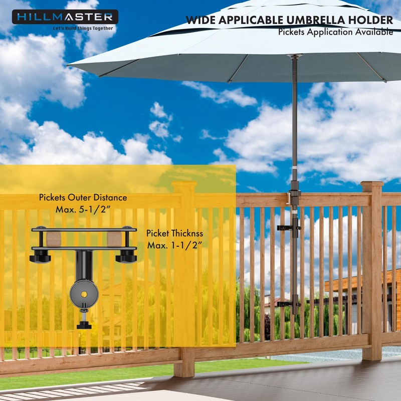 Patio Umbrella Holder Parasol Holder for Deck Railings Outdoor Umbrella