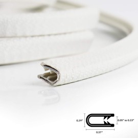 Rubber Edge Trim, U Channel Edge Trim with Metal Clips Edge Guard Protector, PVC Rubber Seal Strip for Sheet Metal, Car Doors, Hatches, Table Corners, Fit 3/64" to 1/4"(1.2mm-6.4mm), 10Ft, White