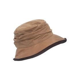 WALKER AND HAWKES - Womens Olive British Millerain Waxed Cotton Diana Country Hat - Beige - XS/S (56cm/57cm)