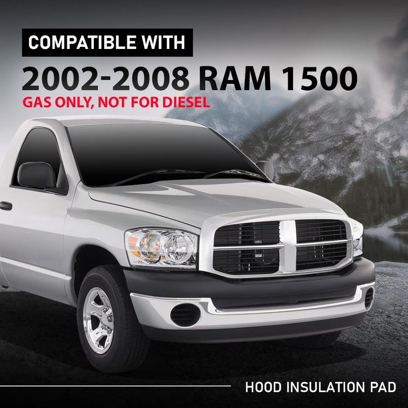 G-PLUS Hood Insulation Pad with Clips Compatible with 2002-2008 Dodge