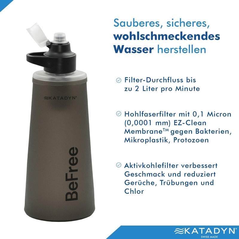 Katadyn BeFree AC 1.0L Black - Robust Water Filter for
