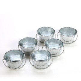 Hosley Set of 6 Farmhouse Mini Oval Tub Galvanized Planter 3.8 Inches Long Ideal for DIY Craft and Floral Projects Gifts Baskets Party Favors P9