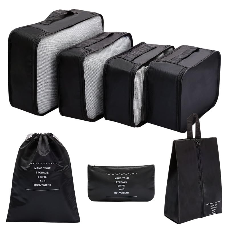 GELIMY Packing Cubes for Suitcase, 7PCS Travel Cubes Luggage Organiser