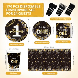 170 Pcs The Notorious One Birthday Party Decoratios for Boys, Serves 24