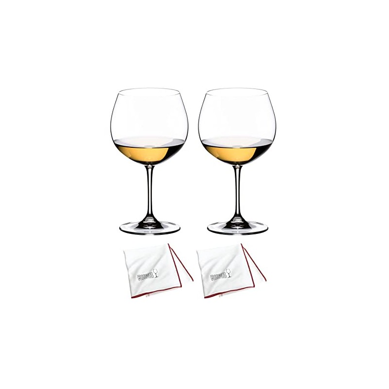 Riedel Vinum Oaked Chardonnay/Montrachet Glass (2-Piece Set) with Microfiber Polishing