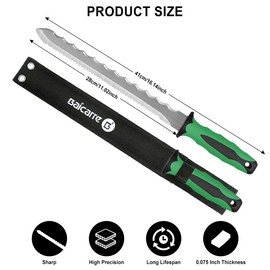 HALNKSZDDD Stainless Steel Insulation Knife with Green Handle, 11" Double Side Utility Sod Cutter Knife Lawn Repair Garden with Nylon Sheath