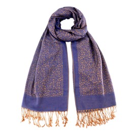 Pashmina Shawls Scarf for Women, Soft Silky Paisley Pashmina Rave Wraps for Wedding and Festival Formal Dresses(Style2-Royal Blue)
