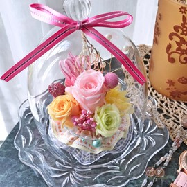 NEW 3 Diana Roses Preserved Flowers, Glass Dome Display, Purple