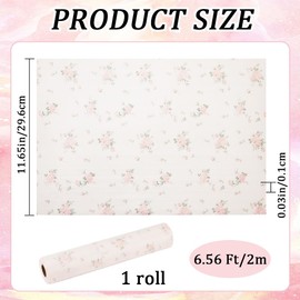 CREATCABIN Plastic Drawer Liners Shelf Cabinet Closet Cupboard Mat Roll Non-Adhesive Waterproof Non-Slip Shelf Liner Refrigerator Kitchen Protector Lining for Pantry Dresser Home Pink Rose 29.6x200cm