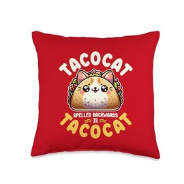 Tacocat Spelled Backward Is Tacocat | Love Cat And Taco Kids Throw Pillow